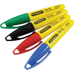 STANLEY - Marqueur Mini Stanley® Carte 4 Pièces (Noir, Bleu, Rouge Et Vert)