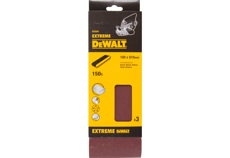 DEWALT - Abrasif pour ponceuses a bande - multi-usages pour bois / peinture / métal grain 150 - 100 x 610 mm DEWALT - Abrasif pour ponceuses a bande - multi-usages pour bois / peinture / métal grain 150 - 100 x 610 mm