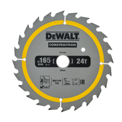 DEWALT - Lame de scie circulaire sans fil Construction, 165x20 mm, 24 dents