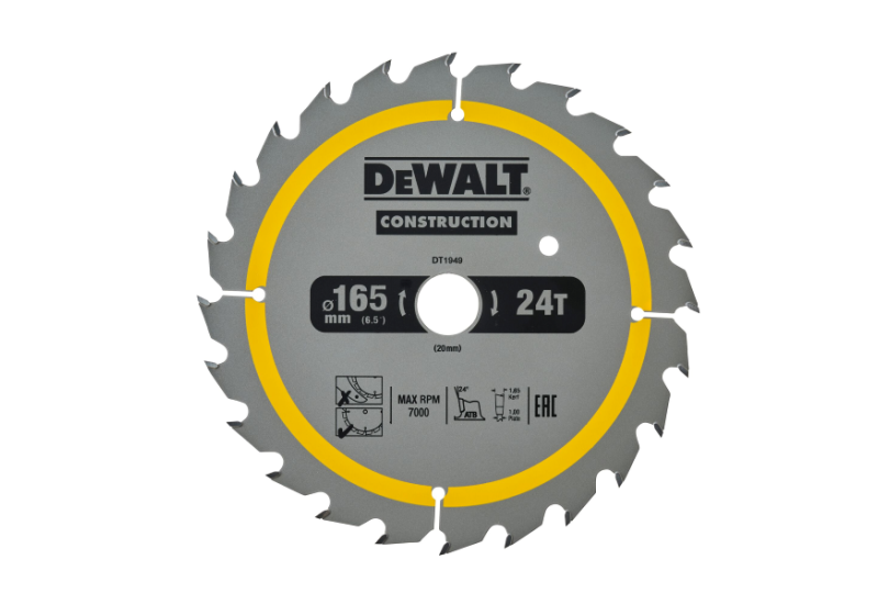 DEWALT - Lame de scie circulaire sans fil Construction, 165x20 mm, 24 dents