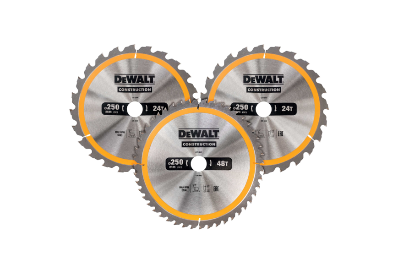 DEWALT - Coffret plastique de 3 lames Construction pour scie circulaire stationnaires : DT1952 x 2, DT1959