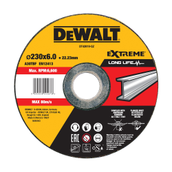 DEWALT - Disque à meuler le métal 230X22.2 mm, épaisseur 6 mm, moyeu déporté