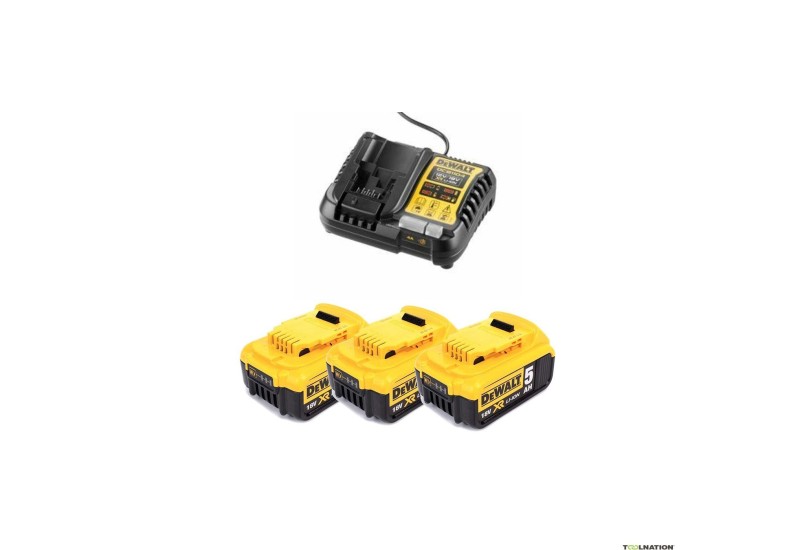 DEWALT - Pack 3 batteries XR 18V 5 Ah Li-Ion + chargeur