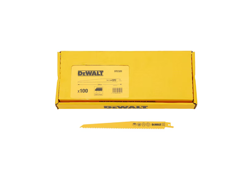 DEWALT - 100 lames de scie sabre BiM Plungepoint pour la coupe du bois 228 mm