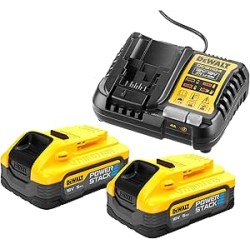 DEWALT - Pack 2 batteries POWERSTACK XR 18V 5 Ah Li-Ion + chargeur - DCB1104H2-QW