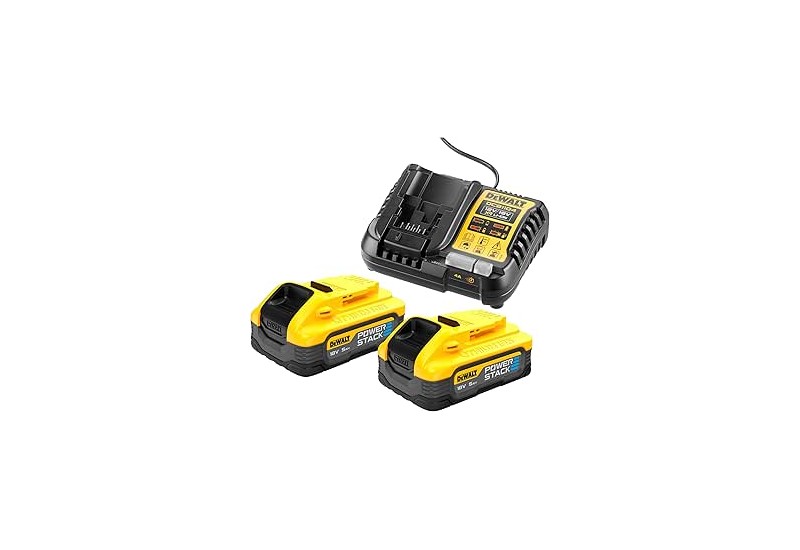 DEWALT - Pack 2 batteries POWERSTACK XR 18V 5 Ah Li-Ion + chargeur - DCB1104H2-QW