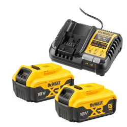 DEWALT - Pack 2 batteries XR 18V 5 Ah Li-Ion + chargeur