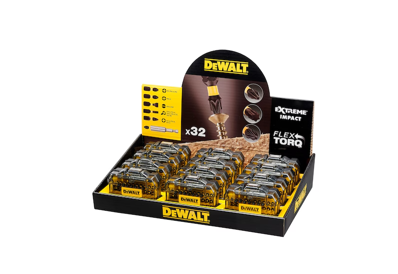 DEWALT - Présentoir de 12 coffrets de 32 pièces avec embouts de vissage impact Torsion 25 mm