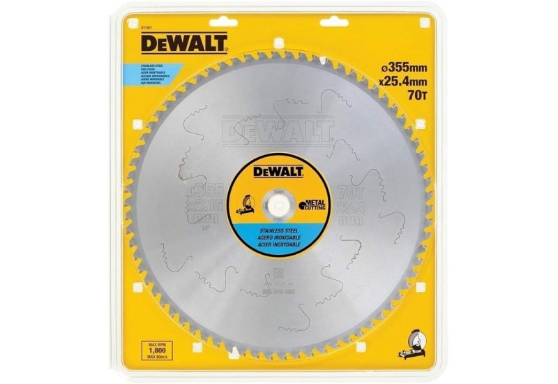 DEWALT - Lame de scie circulaire stationnaire 355 x 25,4 mm, 70 dents, MTCG/inox, angle d'attaque 10 DEWALT - Lame de scie circulaire stationnaire 355 x 25,4 mm, 70 dents, MTCG/inox, angle d'attaque 10