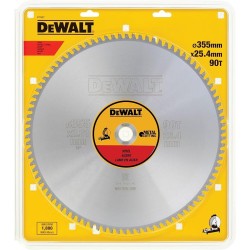 DEWALT - Lame de scie circulaire stationnaire 355 x 25,4 mm, 90 dents, TCG/Métal, angle d'attaque 1,5