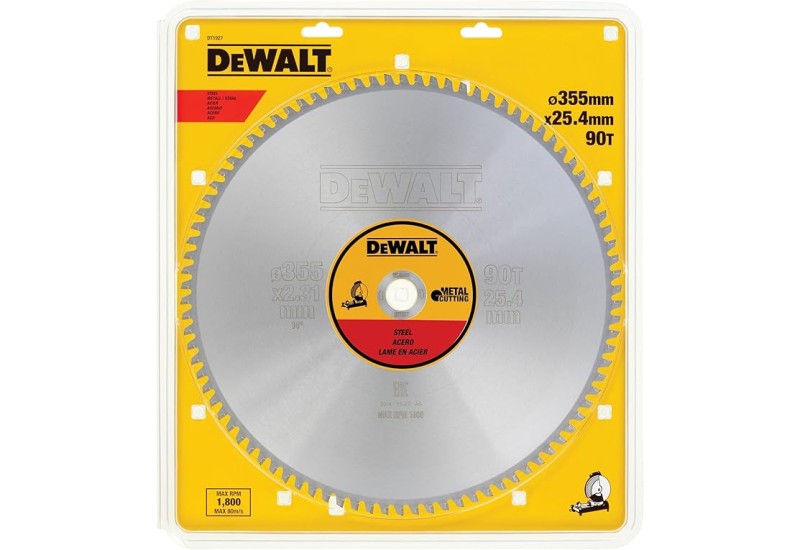 DEWALT - Lame de scie circulaire stationnaire 355 x 25,4 mm, 90 dents, TCG/Métal, angle d'attaque 1,5