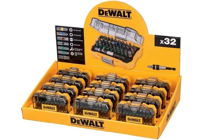 DEWALT - Présentoir de 12 coffrets de 32 pièces avec embouts 25 mm