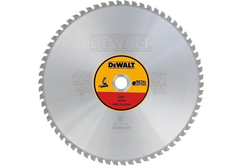 DEWALT - Lame de scie circulaire stationnaire 355 x 25,4 mm, 66 dents, TCG/Métal, angle d'attaque 1,5