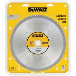 DEWALT - Lame de scie circulaire stationnaire 305 x 30 mm, 80 dents, TCG/Aluminium, angle d'attaque -5