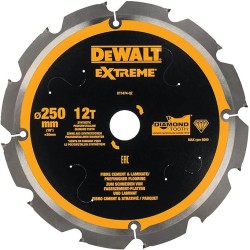 DEWALT - Lame de scie circulaire denture diamant, 250x30 mm, 12 dents