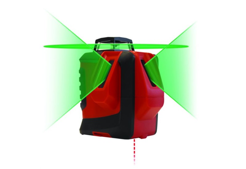 METRICA - Niveau Laser Rouge/Vert 360° – Portée jusqu'à 50 m avec Précision ±2 mm - H360 + 2V + 1D