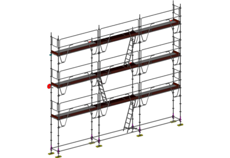 Échafaudage multidirectionnel 80m² MEKA 48 - Sécurité maximale avec garde-corps MDS - DACAME