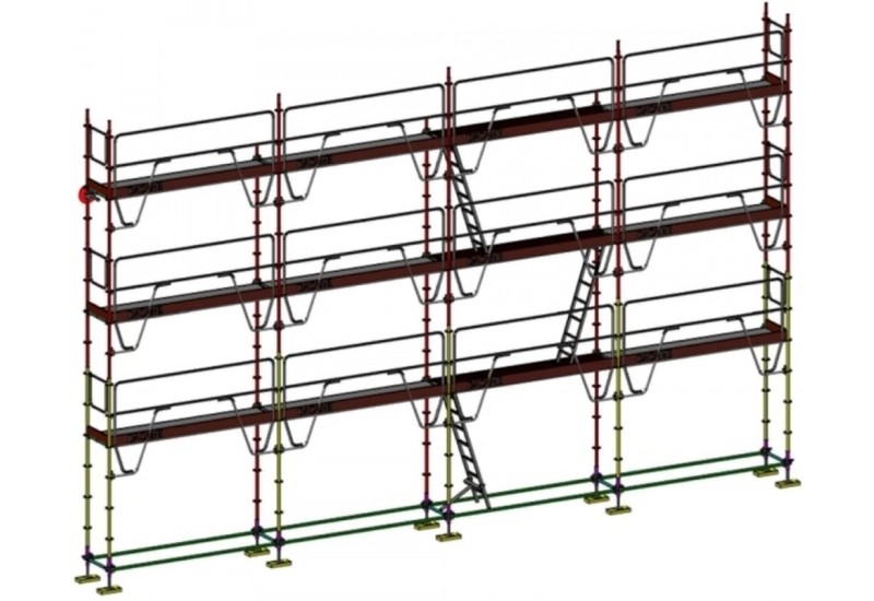 Échafaudage multidirectionnel 104m² MEKA 48 - Sécurité maximale avec garde-corps MDS - DACAME