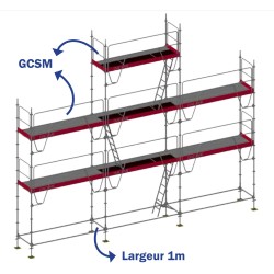 Échafaudage multidirectionnel 68m² (Spécial pignon) MEKA 48 - Garde-corps MDS - DACAME