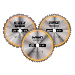 DEWALT - Coffret plastique de 3 lames Construction pour scie circulaire stationnaires : DT1958, DT1959, DT1960