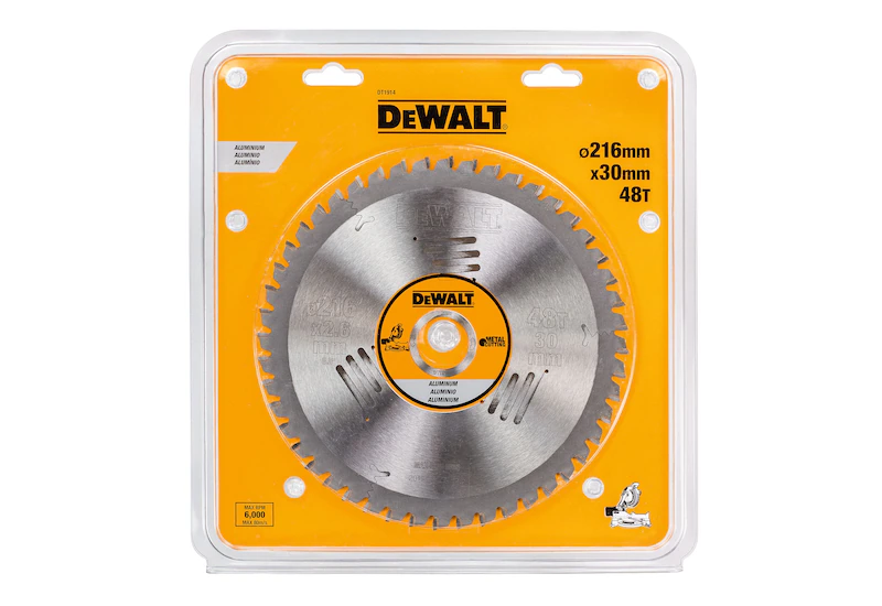 DEWALT - Lame de scie circulaire stationnaire 216 x 30 mm, 48 dents, TCG/Aluminium, angle d'attaque -5 DEWALT - Lame de scie circulaire stationnaire 216 x 30 mm, 48 dents, TCG/Aluminium, angle d'attaque -5