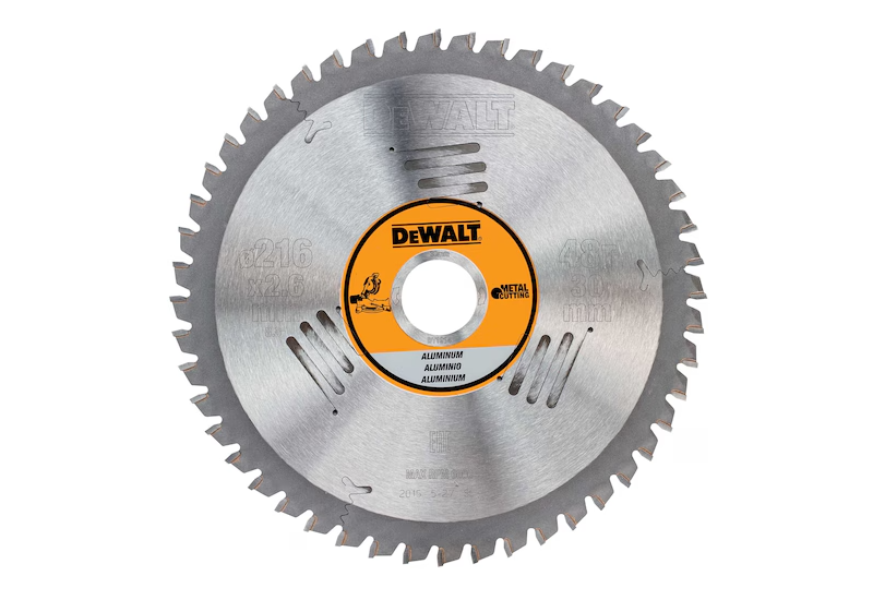 DEWALT - Lame de scie circulaire stationnaire 216 x 30 mm, 48 dents, TCG/Aluminium, angle d'attaque -5 DEWALT - Lame de scie circulaire stationnaire 216 x 30 mm, 48 dents, TCG/Aluminium, angle d'attaque -5