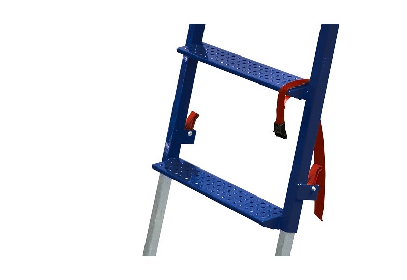 Détail du réglage de hauteur breveté sur la structure de la plateforme