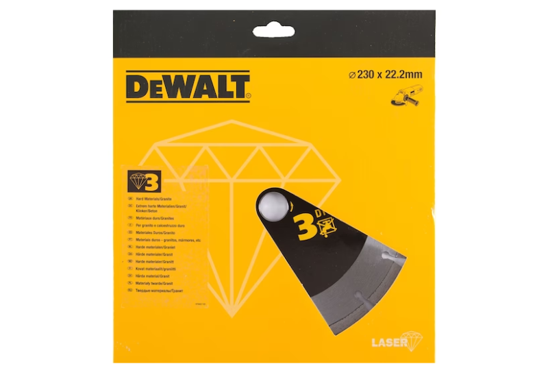 DEWALT - Disque laser pour béton dur/granités 230X22.2 mm, hauteur segment 8.5 mm DEWALT - Disque laser pour béton dur/granités 230X22.2 mm, hauteur segment 8.5 mm