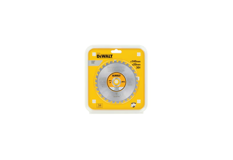 DEWALT - Lame de scie circulaire portative 140 x 20 mm, 30 dents, TCG/Aluminium, angle d'attaque 3 DEWALT - Lame de scie circulaire portative 140 x 20 mm, 30 dents, TCG/Aluminium, angle d'attaque 3