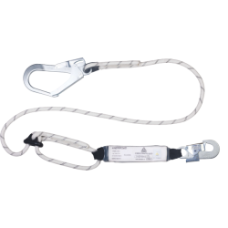 DELTA PLUS - Longe en corde tressée - Longe à absorbeur d'énergie à longueur réglable de 1,50 à 2m