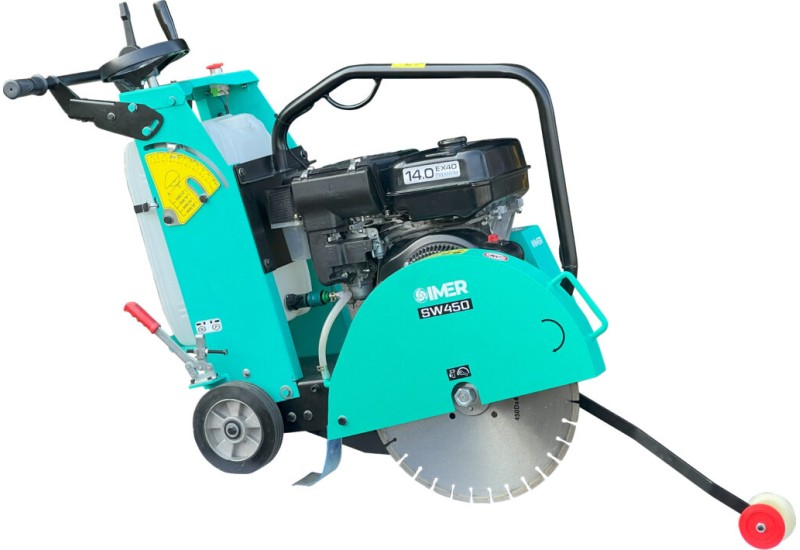 IMER - Scie à sol SW450 - robuste, pratique et polyvalente - Idéale pour les travaux de réparation de routes (béton ou asphalte) IMER - Scie à sol SW450 - robuste, pratique et polyvalente - Idéale pour les travaux de réparation de routes (béton ou asphalte)