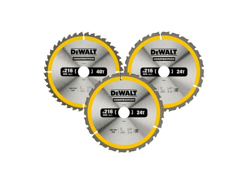 DEWALT - Coffret plastique de 3 lames Construction pour scie circulaire stationnaires : DT1952x2, DT1953