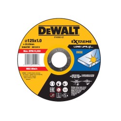 DEWALT - Disque à tronçonner L'inox 125X22,2 mm, épaisseur 1 mm, moyeu plat