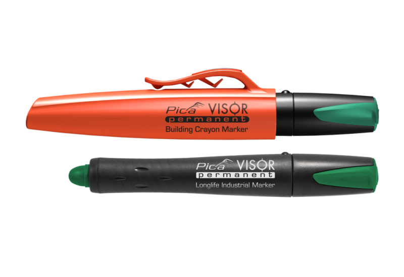 Marqueur Pica Visor 990/36 vert – vue latérale avec clip