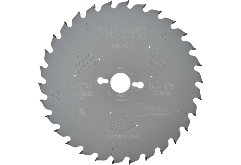 DEWALT - Lame de scie circulaire stationnaire Extreme Workshop 250x30 mm, 30 dents DEWALT - Lame de scie circulaire stationnaire Extreme Workshop 250x30 mm, 30 dents
