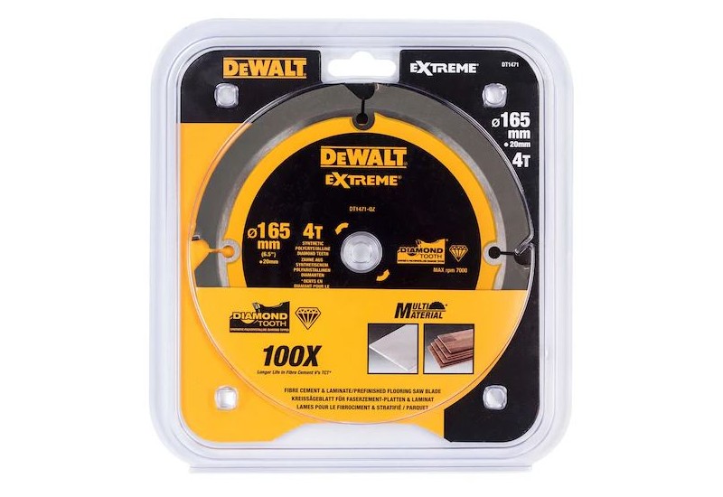DEWALT - Lame de scie circulaire portative denture diamant, 165x20 mm, 4 dents