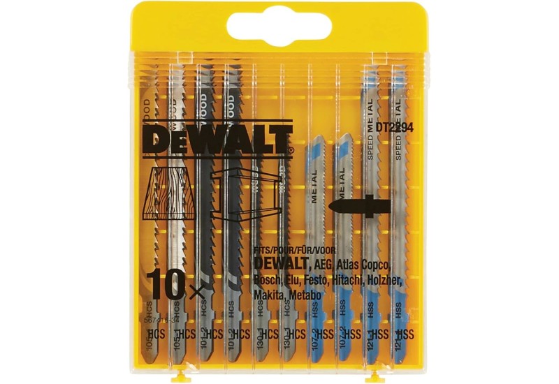 DEWALT - Coffret de 10 lames de scie sauteuse bois et métal Attache en T