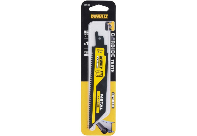 DEWALT - Lame de scie sabre carbure 152mm pour le métal / 8TPI DEWALT - Lame de scie sabre carbure 152mm pour le métal / 8TPI