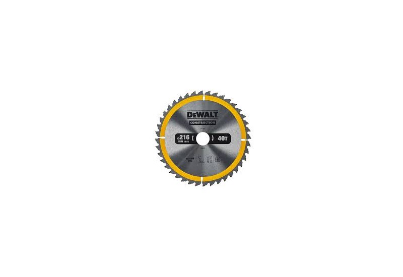 DEWALT - Lames de scie circulaire stationnaire Construction 216x30 mm, 40 dents DEWALT - Lames de scie circulaire stationnaire Construction 216x30 mm, 40 dents
