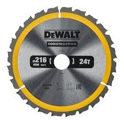 DEWALT - Lames de scie circulaire stationnaire Construction 216x30 mm, 24 dents
