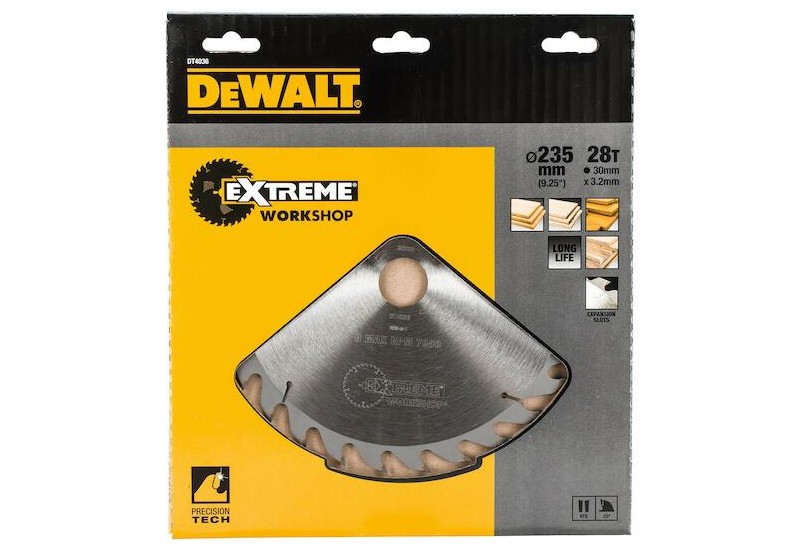 DEWALT - Lame de scie circulaire portative Extreme Workshop, 235 x 30 mm, 28 dents