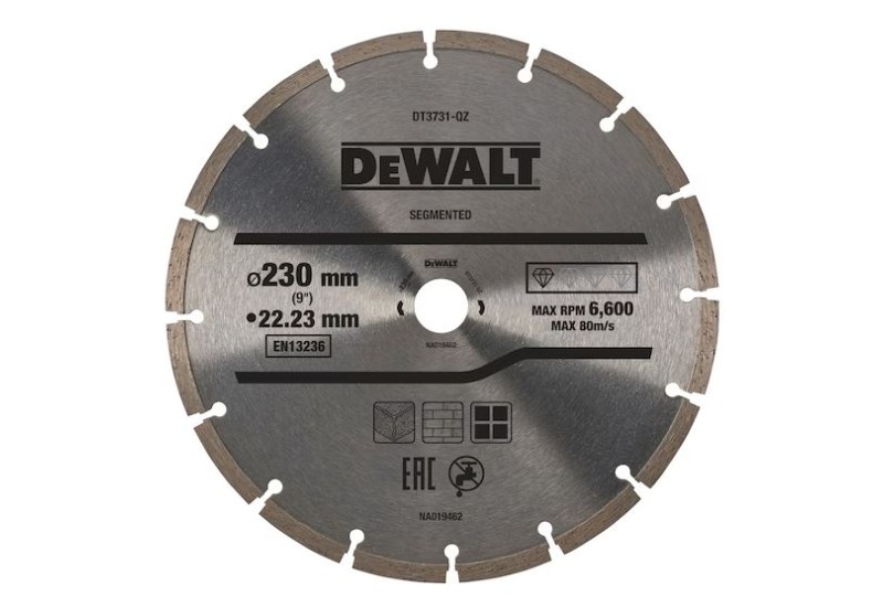 DEWALT - Disque fritté segmenté pour matériaux de construction/béton 230X22.2 mm DEWALT - Disque fritté segmenté pour matériaux de construction/béton 230X22.2 mm