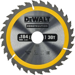 DEWALT - Lame de scie circulaire portative Construction, 184x30 mm, 30 dents