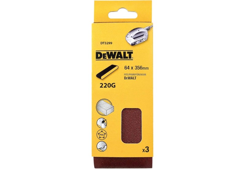 DEWALT - Abrasif pour ponceuses a bande compacte grain 220 64x356 mm DEWALT - Abrasif pour ponceuses a bande compacte grain 220 64x356 mm
