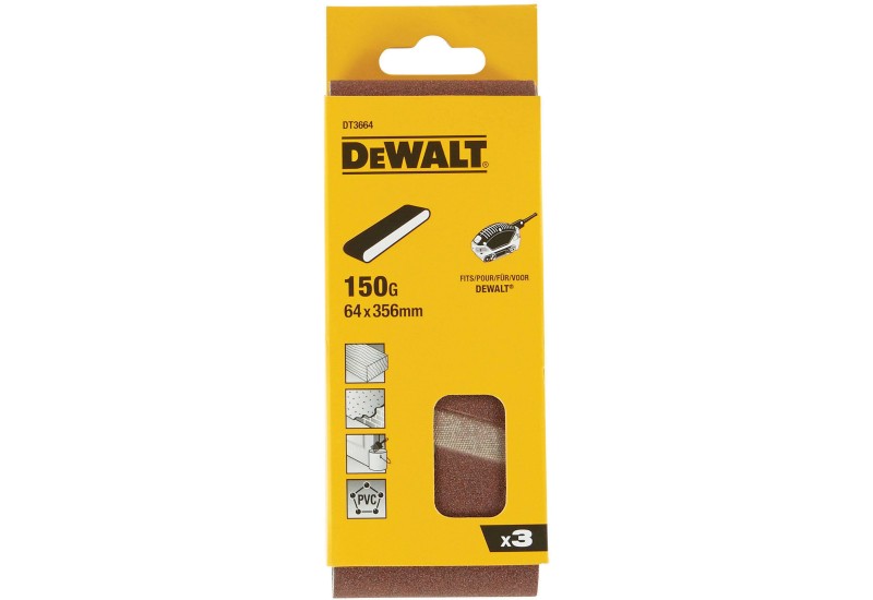 DEWALT - Abrasif pour ponceuses a bande compacte grain 150 64x356 mm DEWALT - Abrasif pour ponceuses a bande compacte grain 150 64x356 mm