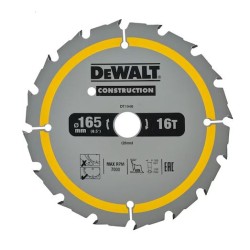 DEWALT - Lame de scie circulaire sans fil Construction, 165x20 mm, 16 dents