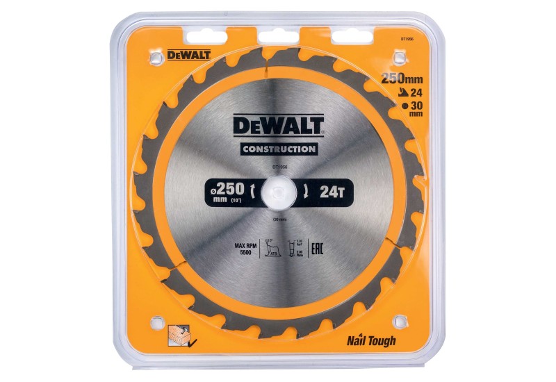 DEWALT - Lames de scie circulaire stationnaire Construction 250 x 30 mm, 24 dents DEWALT - Lames de scie circulaire stationnaire Construction 250 x 30 mm, 24 dents