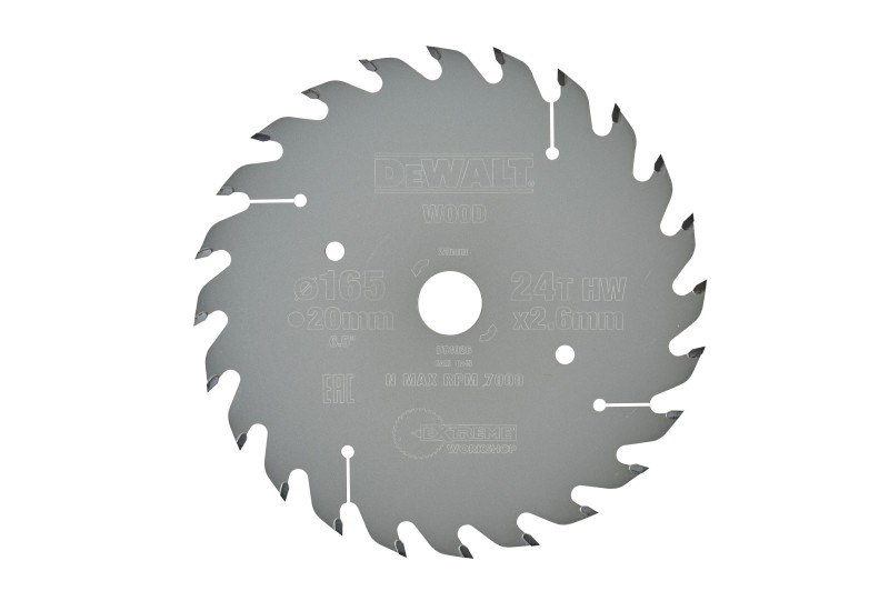 DEWALT - Lame de scie circulaire portative Extreme Workshop, 160x20mm, 24 dents