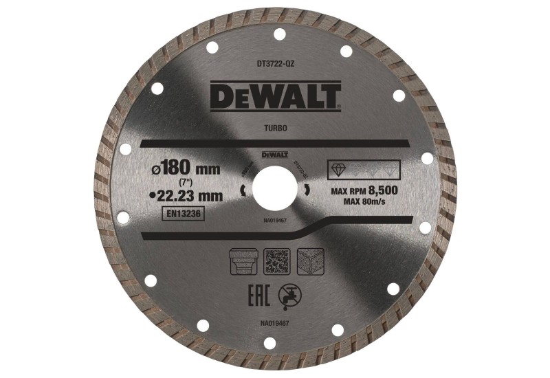DEWALT - Disque Turbo pour matériaux de construction/béton 180X22.2 mm DEWALT - Disque Turbo pour matériaux de construction/béton 180X22.2 mm