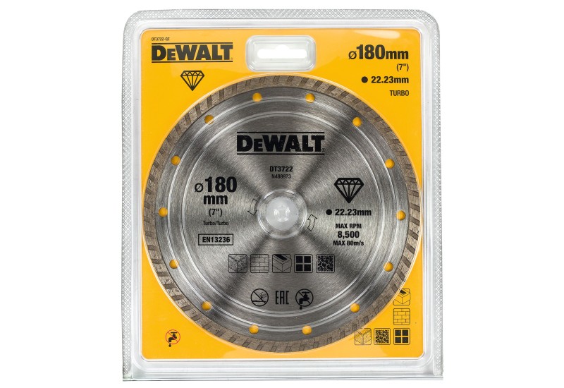 DEWALT - Disque Turbo pour matériaux de construction/béton 180X22.2 mm DEWALT - Disque Turbo pour matériaux de construction/béton 180X22.2 mm
